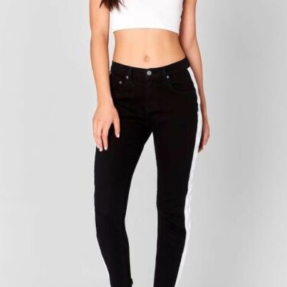 LF Carmar black and white zip up straight leg jean - Picture 2 of 7